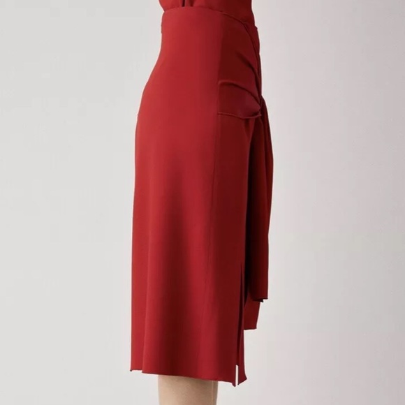 Joseph Red Midi Renne Light Cady Red Evening Skirt Size US 10 EU 42 Satin - Picture 14 of 16